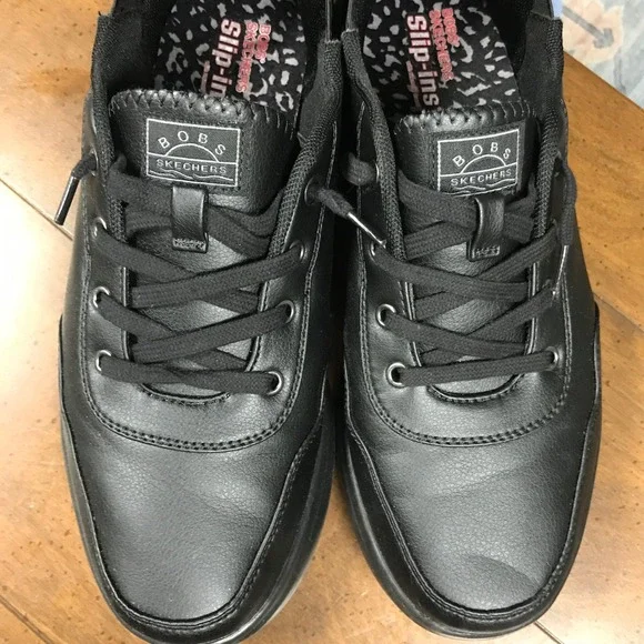 Skechers BOBS Hands Free Slip Ins Womens Black FaLeather Comfort Sneakers Sz 9 - Picture 7 of 9